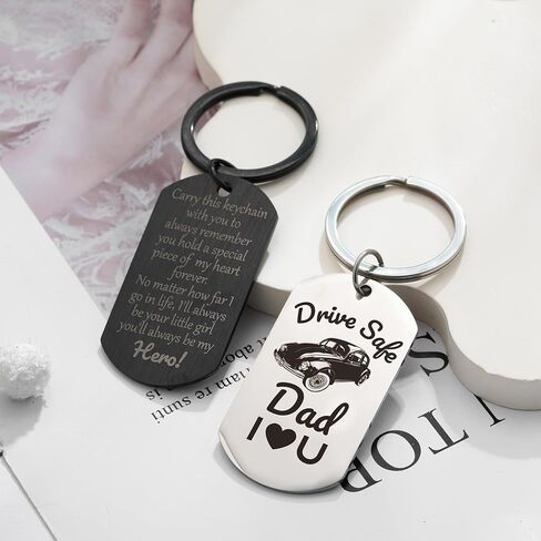 SLOONG Father's Gifts for Dad Keychain - 14K Whited Gold/Black Plated Drive Safe Keychains Gift Father Day from Daughter Son in Saudi Arabia