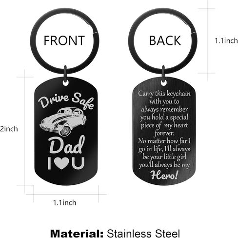 SLOONG Father's Gifts for Dad Keychain - 14K Whited Gold/Black Plated Drive Safe Keychains Gift Father Day from Daughter Son in Saudi Arabia