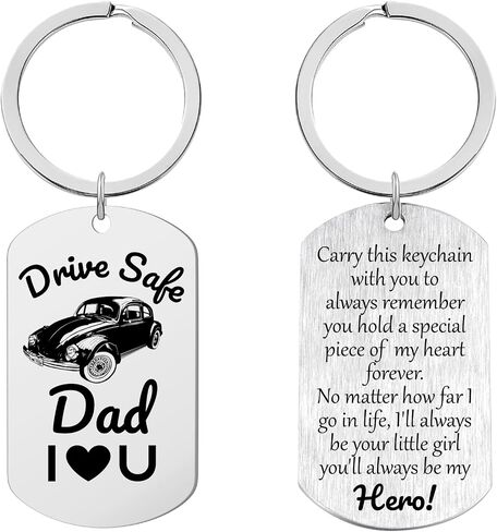SLOONG Father's Gifts for Dad Keychain - 14K Whited Gold/Black Plated Drive Safe Keychains Gift Father Day from Daughter Son in Saudi Arabia