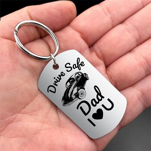 SLOONG Father's Gifts for Dad Keychain - 14K Whited Gold/Black Plated Drive Safe Keychains Gift Father Day from Daughter Son in Saudi Arabia