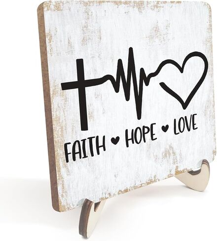 Inspirational Wood Sign Rustic Desk Decor Home Office Work Desk Accessories Decorative Motivational Christian Gifts Religious Bible Verse Faith Decorations Office Supplies Cubicle Decor Table Plaque in Saudi Arabia