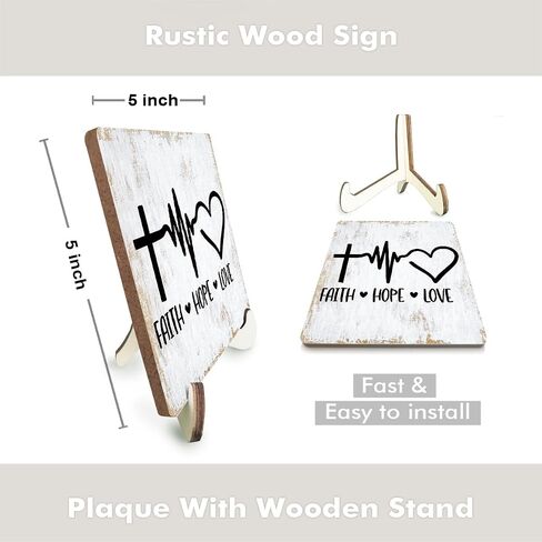 Inspirational Wood Sign Rustic Desk Decor Home Office Work Desk Accessories Decorative Motivational Christian Gifts Religious Bible Verse Faith Decorations Office Supplies Cubicle Decor Table Plaque in Saudi Arabia