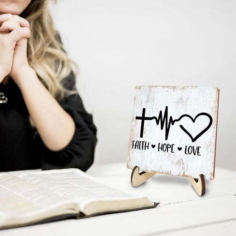Inspirational Wood Sign Rustic Desk Decor Home Office Work Desk Accessories Decorative Motivational Christian Gifts Religious Bible Verse Faith Decorations Office Supplies Cubicle Decor Table Plaque in Saudi Arabia