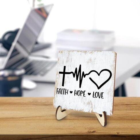 Inspirational Wood Sign Rustic Desk Decor Home Office Work Desk Accessories Decorative Motivational Christian Gifts Religious Bible Verse Faith Decorations Office Supplies Cubicle Decor Table Plaque in Saudi Arabia
