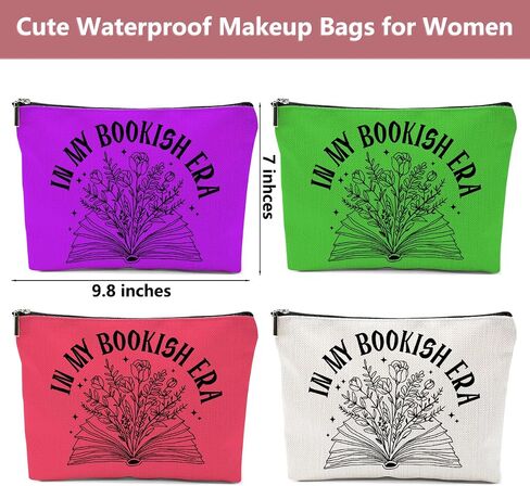 4PCS Book Lovers Gifts Makeup Bag, Bookish Gifts Cosmetic Bags for Women, Reading Accessories Travel Toiletry Bag Zipper Pouch Book Club Gift for Girls Readers Librarian Teacher Appreciation in Saudi Arabia