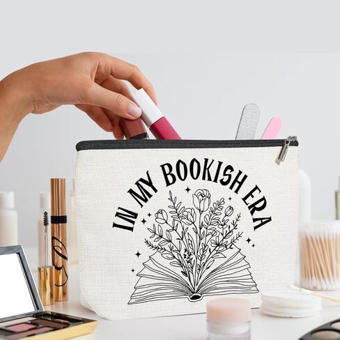 4PCS Book Lovers Gifts Makeup Bag, Bookish Gifts Cosmetic Bags for Women, Reading Accessories Travel Toiletry Bag Zipper Pouch Book Club Gift for Girls Readers Librarian Teacher Appreciation in Saudi Arabia