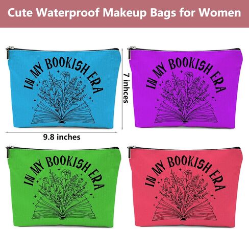 4PCS Book Lovers Gifts Makeup Bag, Bookish Gifts Cosmetic Bags for Women, Reading Accessories Travel Toiletry Bag Zipper Pouch Book Club Gift for Girls Readers Librarian Teacher Appreciation in Saudi Arabia