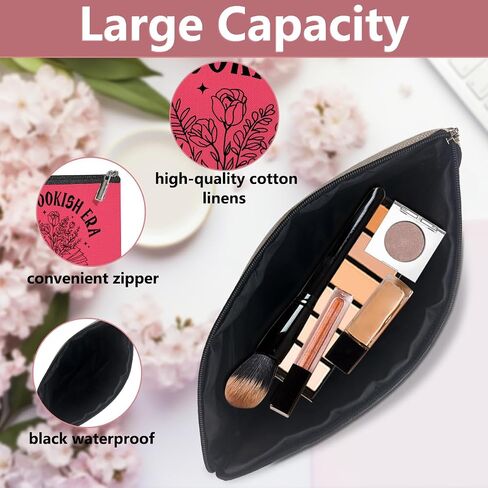 4PCS Book Lovers Gifts Makeup Bag, Bookish Gifts Cosmetic Bags for Women, Reading Accessories Travel Toiletry Bag Zipper Pouch Book Club Gift for Girls Readers Librarian Teacher Appreciation in Saudi Arabia