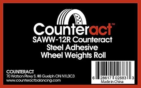 Counteract SAWW-B12 Steel Adhesive Wheel Weights Roll - 356pc - 178oz (Black Powder Coated, 1/2oz) in Kuwait
