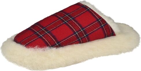 Irish Flannel Slippers, Tartan Fluffy Wool Winter House Shoes, Made in Ireland in Saudi Arabia