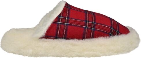 Irish Flannel Slippers, Tartan Fluffy Wool Winter House Shoes, Made in Ireland in Saudi Arabia