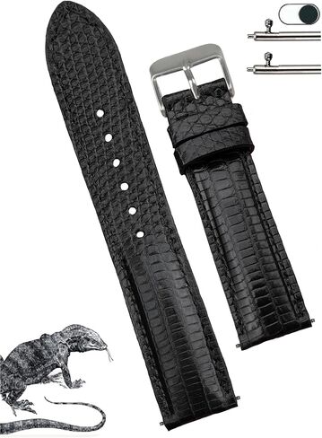 Lizard Watch Band Hands Handsard Men Quick Release Premium Stingray Leather Watch Strap استبدال الإبزيم الفولاذ المقاوم للصدأ مفصل 18 مم 19 مم 20 مم 21 مم 22 مم 24 ملم in Kuwait