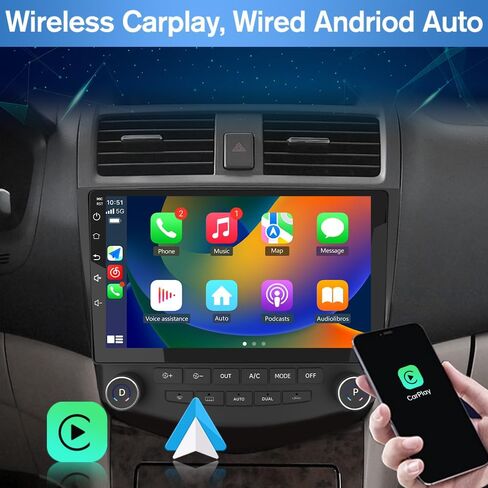 راديو سيارة AWESAFE ستيريو 4 + 64 جيجابايت أندرويد 12 لسيارة Honda Accord 7th 2003-2007 مع CarPlay Android Auto in Saudi Arabia
