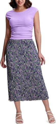 Kimmery Summer Casual Two Piece Skirt Set for Women Crew Neck Crop Tops Elastic Waist Midi Skirt Outfits in Kuwait