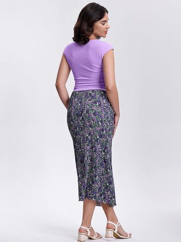 Kimmery Summer Casual Two Piece Skirt Set for Women Crew Neck Crop Tops Elastic Waist Midi Skirt Outfits in Kuwait