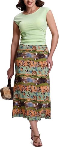 Kimmery Summer Casual Two Piece Skirt Set for Women Crew Neck Crop Tops Elastic Waist Midi Skirt Outfits in Kuwait