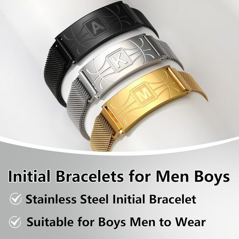 Graduation Gifts for him Basketball Initial Bracelet Black/Sliver/Gold Stainless Steel A-Z Letter Charm Bracelets Adjustable Wristbands Basketball Gifts Idea for Players Team Lovers Men Dad in Saudi Arabia