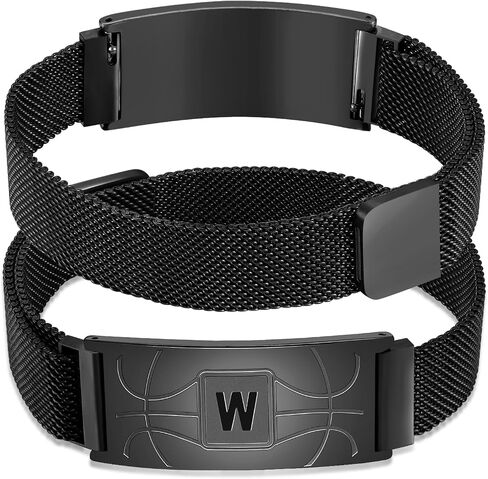 Graduation Gifts for him Basketball Initial Bracelet Black/Sliver/Gold Stainless Steel A-Z Letter Charm Bracelets Adjustable Wristbands Basketball Gifts Idea for Players Team Lovers Men Dad in Saudi Arabia