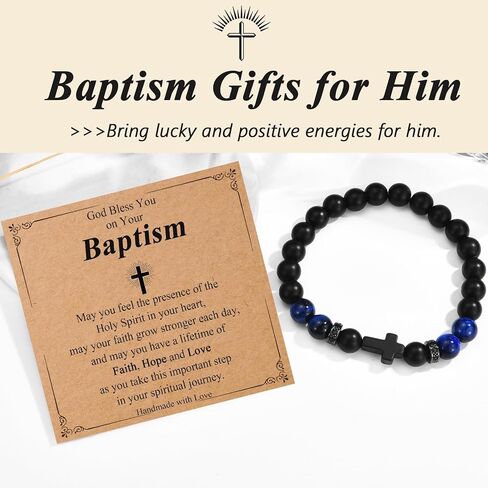 Teen Boy Gifts Cross Bracelet Confirmation First Communion Baptism Gifts for Teenager Christian Easter Boy Jewelry in Kuwait