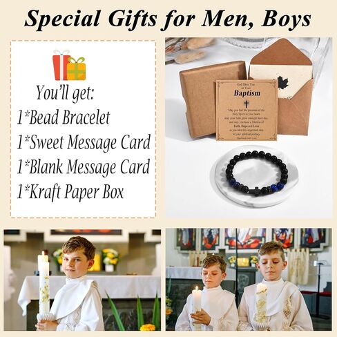 Teen Boy Gifts Cross Bracelet Confirmation First Communion Baptism Gifts for Teenager Christian Easter Boy Jewelry in Kuwait