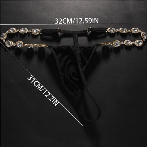 Sexy Festival Rhinestone Chain Thong for Women Stretch Crystal Chain Thong G String Bikini Back Underwear Body Jewelry in Saudi Arabia