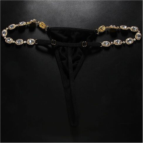 Sexy Festival Rhinestone Chain Thong for Women Stretch Crystal Chain Thong G String Bikini Back Underwear Body Jewelry in Saudi Arabia