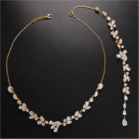 Simple Crystal Leaf Back Chain Body Jewelry for Women Festival Rhinestone Necklace Bridal Wedding Backdrop Body Accessories Jewelry in Kuwait