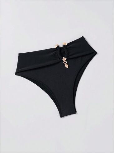OYOANGLE Women's Metallic Sparkly O Ring Bathing Suit Bottoms High Waisted Bikini Bottom in Saudi Arabia