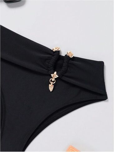 OYOANGLE Women's Metallic Sparkly O Ring Bathing Suit Bottoms High Waisted Bikini Bottom in Saudi Arabia