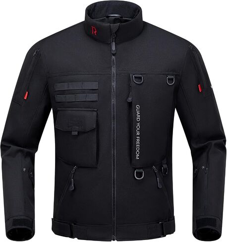 Motorcycle Jacket with CE Armor, Motorbike Riding Protective Gear with Removable Liner All Season Black L in Saudi Arabia