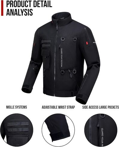 Motorcycle Jacket with CE Armor, Motorbike Riding Protective Gear with Removable Liner All Season Black L in Saudi Arabia