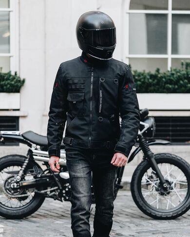 Motorcycle Jacket with CE Armor, Motorbike Riding Protective Gear with Removable Liner All Season Black L in Saudi Arabia