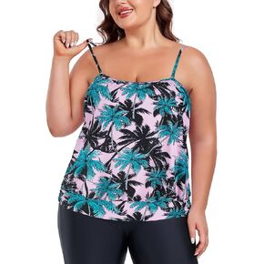 Ocean Blues Women's Plus Size Bandeau Tankini Top Only Loose-Fitting Swimsuit