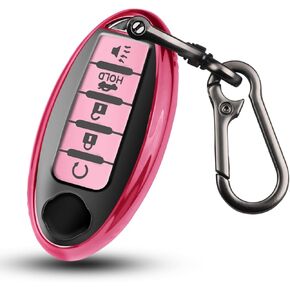 QBUC for Nissan Key Fob Cover ، قضية FOB الرئيسية لنيسان Altima Maxima Murano Pathfinder Rogue Armada Sentra ، من أجل Infiniti EX35 FX50 G35 G37 M45 QX56 FX50 M35 M56 QX60 واقي (Pink ، 5 أزرار)