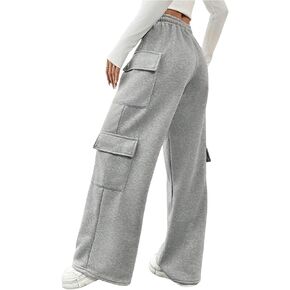 Women's Wide Leg Sweatpants Drawstring Waist Baggy Cargo Pants Casual Trousers with Pockets