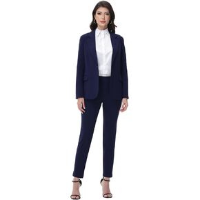 Women's Suits 2 Piece Set Dressy Business Slim Fit One Button Professional Blazer Pantsuits Set Work Casual Outfits