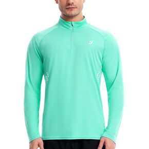 Roadbox Men UPF 50+ UV Sun Protection قمصان ، 1/4 Zip Athletic Pullover Long ، تركض تي شيرت حارس الطفح الجلدي الصيد