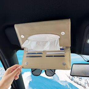 PU Car Visor Tissue Holder,Holders for Car Visor,Magnetic Leather Sunglasses Holder and Ticket Card Clip,Sun Visor Napkin Holder, Mask Holder for Car,Leather Backseat Tissue Box,Car Accessories,Black