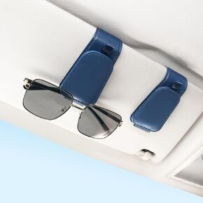 SINGARO 2 Pack Sunglass Holder for Car Visor Sunglasses Holder Clip, Universal Non-Slip Magnetic Leather Glasses Eyeglasses Hanger Mounter, Truck Interior Car Visor Accessories for Woman Man, Black