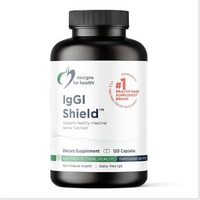Designs for Health IgGI Shield - Gut Health & Immune Support Powder with Dairy-Free ImmunoLin Immunoglobulin and NAG - Help Bind & Remove Toxins and Fortify the Intestinal Barrier (120 Capsules)
