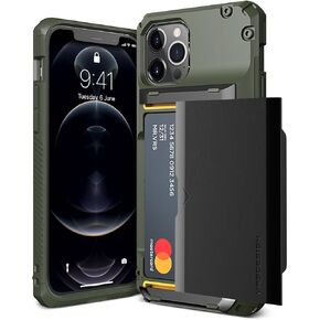 VRS DESIGN Damda Glide Pro Phone Case for iPhone 12/12 Pro, with [4 Cards] Premium Sturdy [Semi Auto] Credit Card Holder Slot Wallet for iPhone 12/12 Pro 6.1 inch(2020) Matte Black