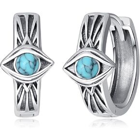 Dreamboat Sterling Silver Evil Eye Earrings for Women Huggie Hoop Earring Men Mal De Ojo Turco Nazar Protection Earrings Spiritual Evil Eye Jewelry Gifts