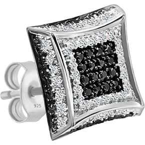 Dazzlingrock Collection Round Diamond Kite Shape Unisex Stud Earring (1Pc Only) in 925 Sterling Silver
