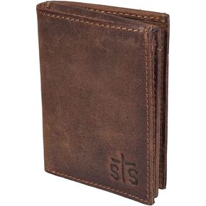STS Ranchwear Men's Foreman Tri-fold Wallet, Distressed Brown Leather, One Size
