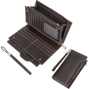 Lannsyne Grain Leather Travel Passport محفظة طويلة للرجال/النساء RFID حظر in Kuwait