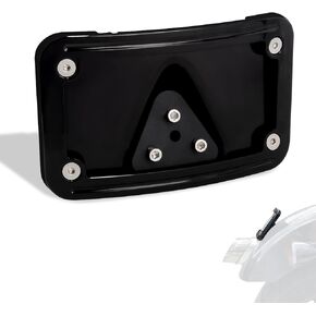 WOWTK Curved Laydown License Plate Frame Mount for Harley, Honda VTX1300R/S/T VTX1800R/S/T Motorcycles and Custom Applications,for CVO Softail Dyna Fat Boy Low Rider Sportster 1200 883,Gloss Black
