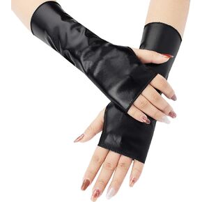 Women Short Black Gloves Fingerless Goth Punk Emo Cosplay Costume Accessories