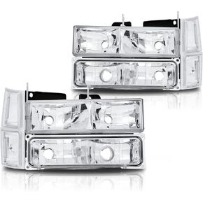 Headlights Assembly for 1994 1995 1996 1997 1998 Chevy Silverado C/K 1500 2500 3500 Tahoe Suburban Replacement Headlamp