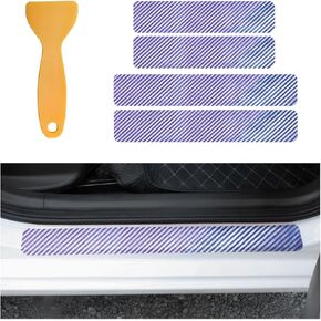 4 PCS Car Door Sill Protector, 3D Carbon Fiber Door Edge Threshold Wrap Film Vinyl Cover, Anti Collision Scratch Strip Bumper Door Entry Guard Scuff Sticker, Car Accessories (Purple)