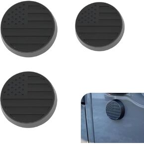 Pack-3 Car Door Key Hole Cover, 1.5" + 1.4" American Flag Decoration Rust-Proof Door Lock Protecter, Waterproof Self-Adhesive Parts, Compatible with Jeep Wrangler 2018-2024 JK JL JT (Black)